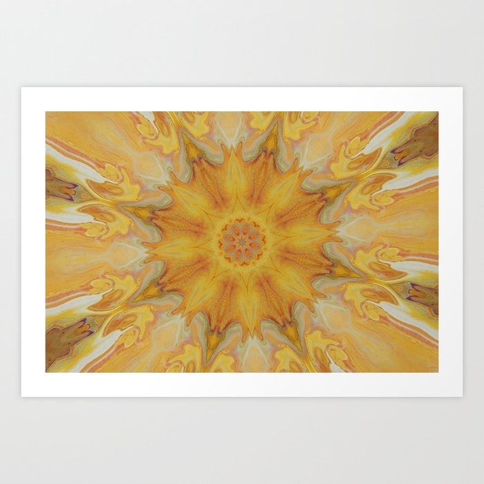 Burning Sun Abstract Acrylic Art By Fluid Nature Art Print By