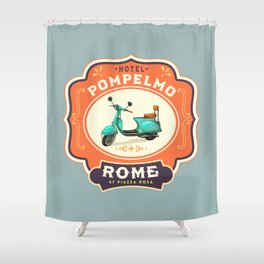 Hotel Pompelmo - Rome, Italy. Vintage Travel Art V.2 Shower Curtain