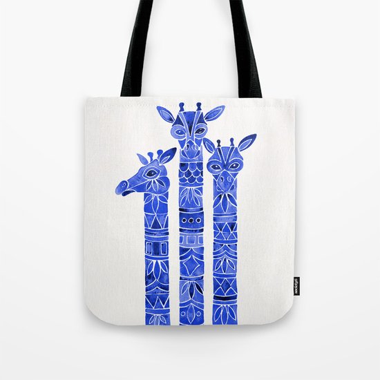 Navy Giraffes Tote Bag