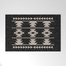 Southwestern Pattern 129 Black and Linen Welcome Mat