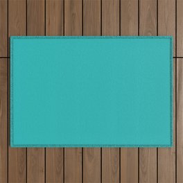 Mid Tone Tropical Aquamarine Blue Green Solid Color Inspired by Behr Caicos Turquoise MQ4-21 Outdoor Rug