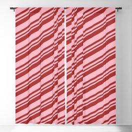[ Thumbnail: Brown and Light Pink Colored Stripes/Lines Pattern Blackout Curtain ]