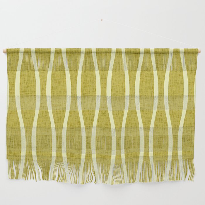 Retro Tiki Pin Stripes 325 Gold and Beige Wall Hanging