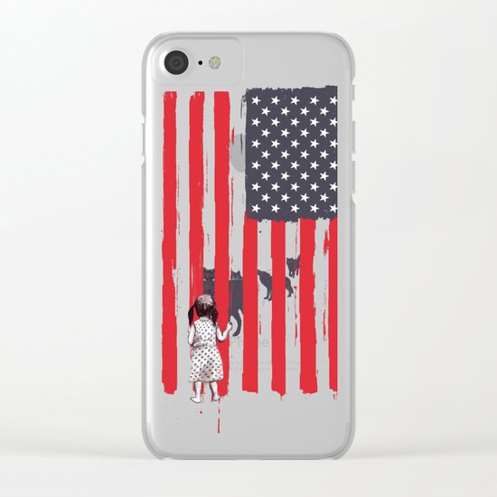 Little girl and wolves Clear iPhone Case