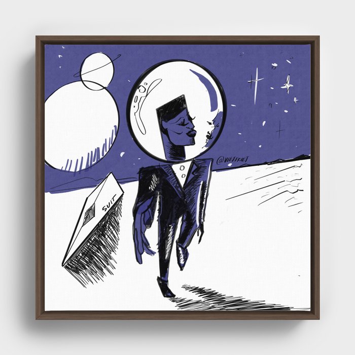Grace Jones in Space Framed Canvas | Drawing, Digital, Ink-pen, Ink, Inktober, Inktoberviettriet, Vietriet, Space, Space-suit, Suit