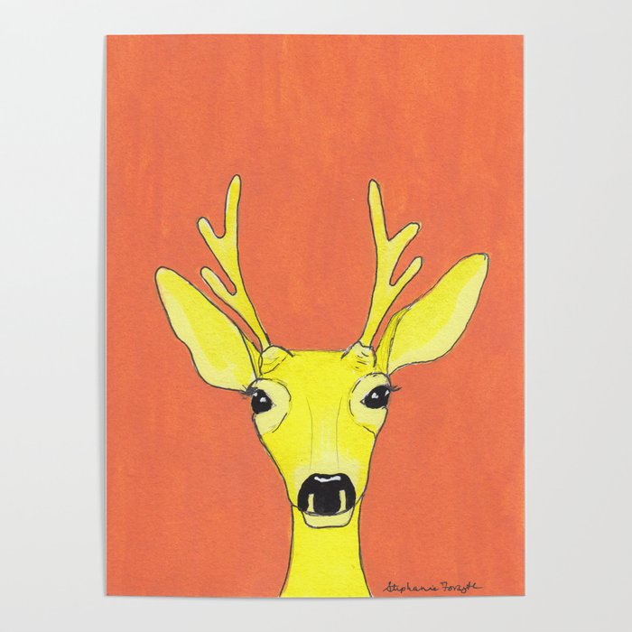 Yellow Deer Poster