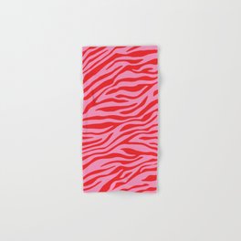 Pink On Red Zebra Animal Print Hand & Bath Towel