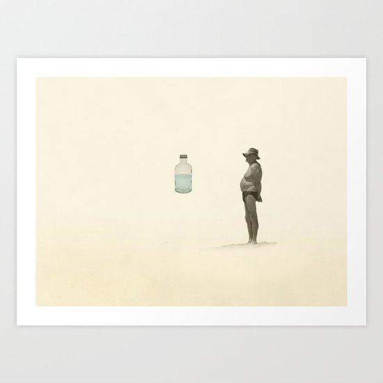 beach and a bottle Art Print