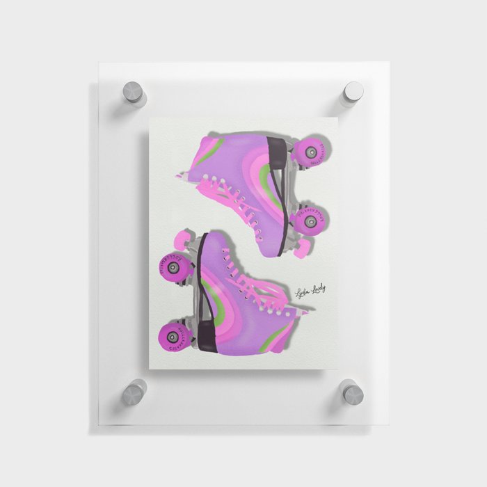 Roller skates purple- white/transparent background Floating Acrylic Print