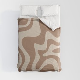 Liquid Swirl Contemporary Abstract Pattern in Chocolate Milk Brown and Beige Comforter