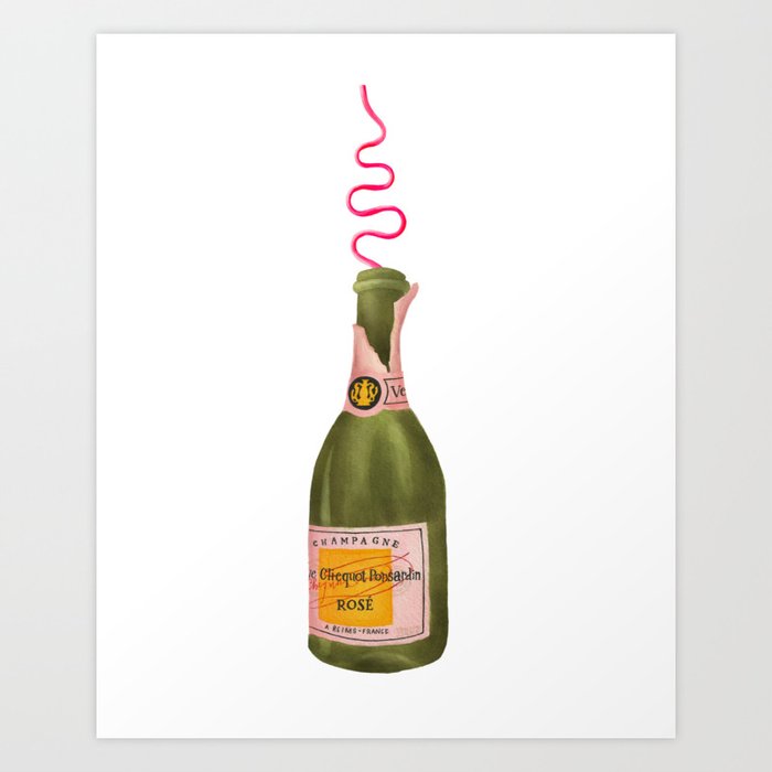 Champagne Through A Curly Straw Art Print
