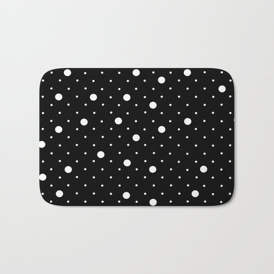Pin Point Polka Dots White on Black Bath Mat