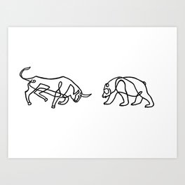 Bull vs Bear Art Print