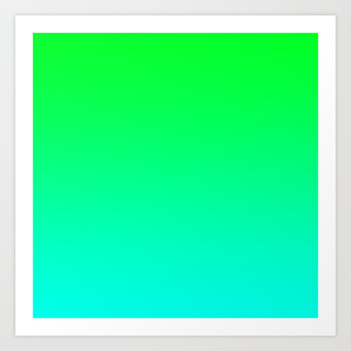 Green and Sky-Blue - Cyan Gradient 011 Art Print