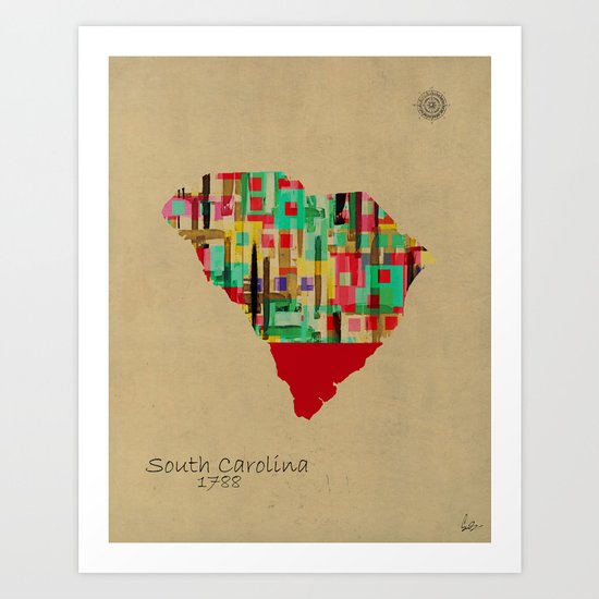 South Carolina state map Art Print