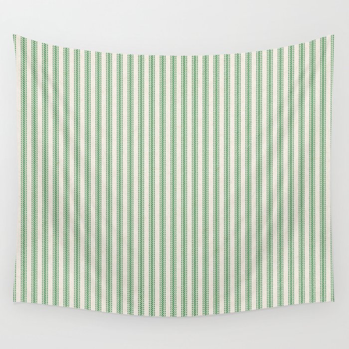 French Green Ticker Stripe Wall Tapestry