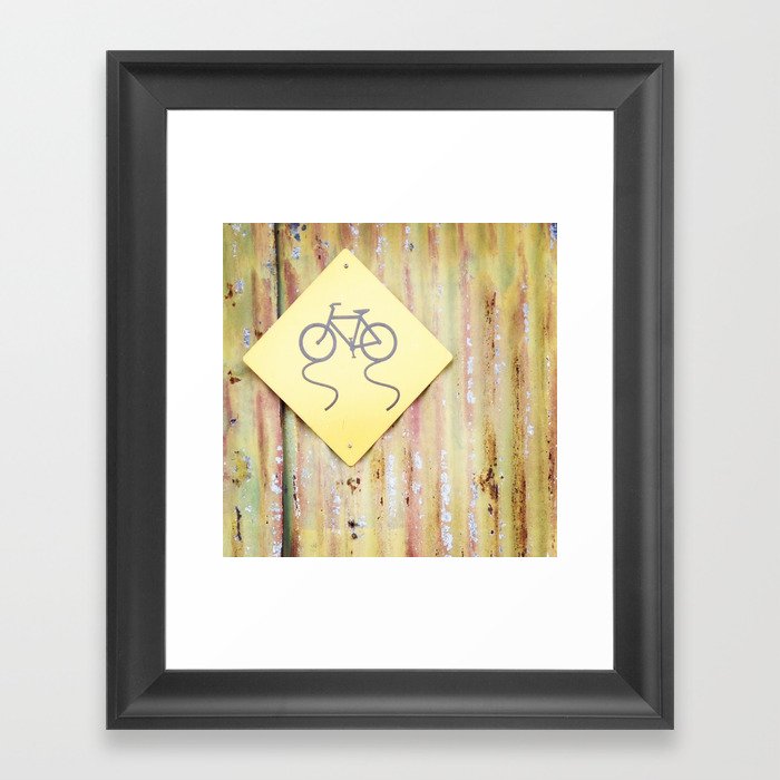Yellow Bike Sign Framed Art Print