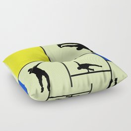 Street dancing like Piet Mondrian - Yellow, and Blue on the light green background Floor Pillow