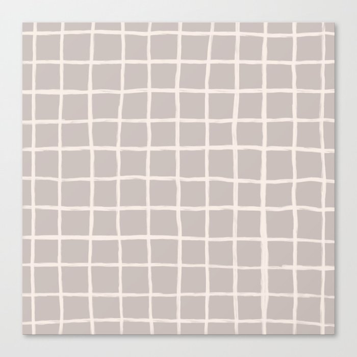 70s 60s Retro Neutral Checkered Grid Canvas Print