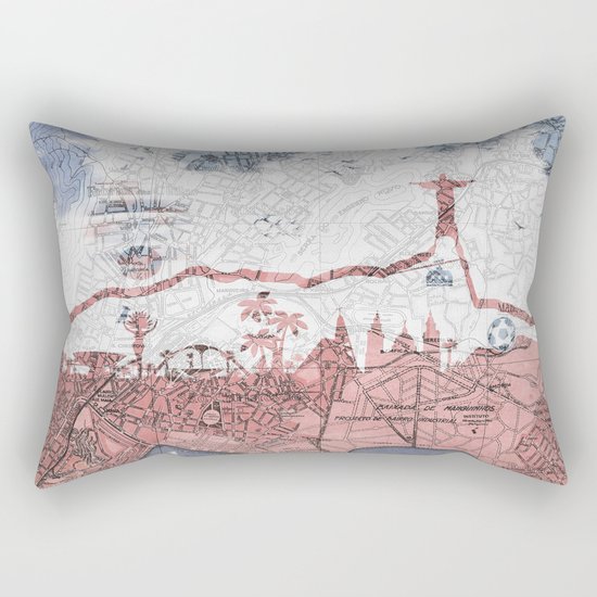 Rio de Janeiro skyline - vintage map Rectangular Pillow