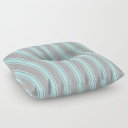[ Thumbnail: Dark Gray and Turquoise Colored Stripes/Lines Pattern Floor Pillow ]