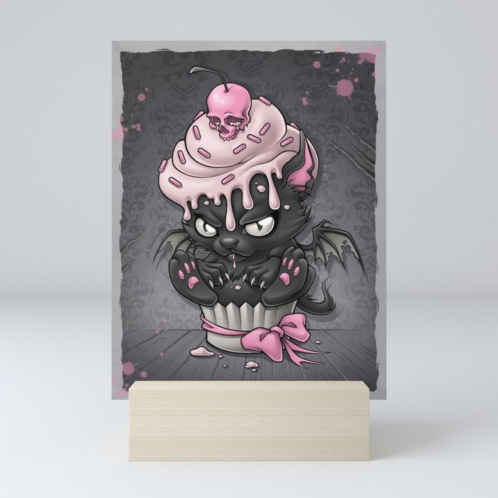 Devil Kitty Cupcake Mini Art Print