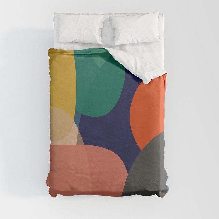 Modern Mid-Century colorful vivid shapes pattern Duvet Cover