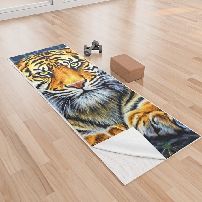 Cool Tiger Portrait Yoga Towel