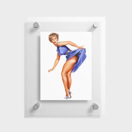 Sexy Blonde Vintage Pinup In Blue Dress Floating Acrylic Print