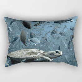 Turtle Sea Fish - A Majestic Encounter in the Depths Rectangular Pillow