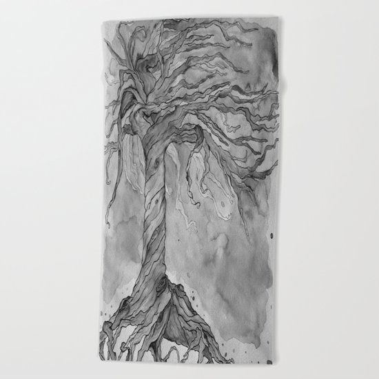 Tree of Life (Grey Scale) Beach Towel