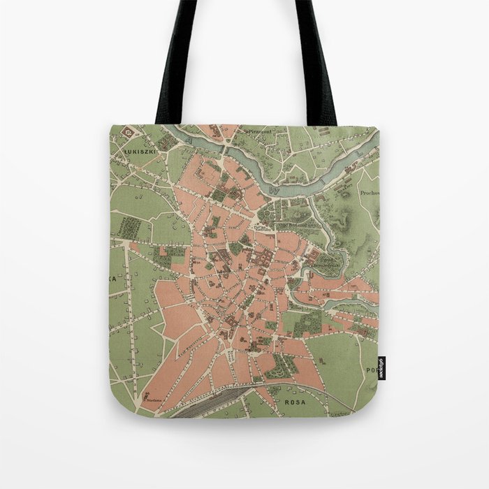 Vintage Map of Vilnius Lithuania (1890) Tote Bag by BravuraMedia Society6