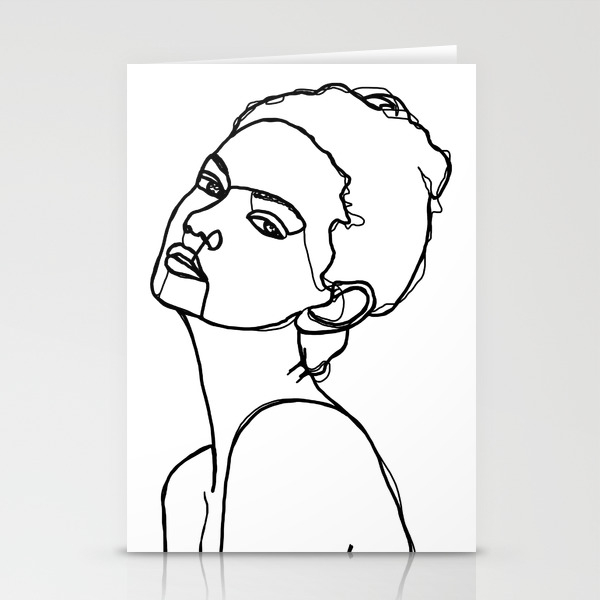 Women Face One Line Drawing Adel Stationery Cards By Thecolourstudy Society6,Emo Anime Drawings Easy Girl