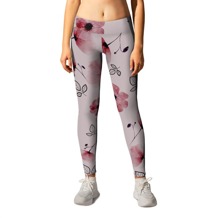 Pink Floral Pattern Leggings