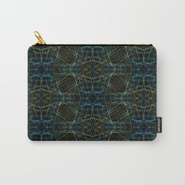 Liquid Light Series 67 ~ Blue & Yellow Abstract Fractal Pattern Carry-All Pouch