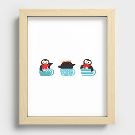 Trio coffee penguins Recessed Framed Print