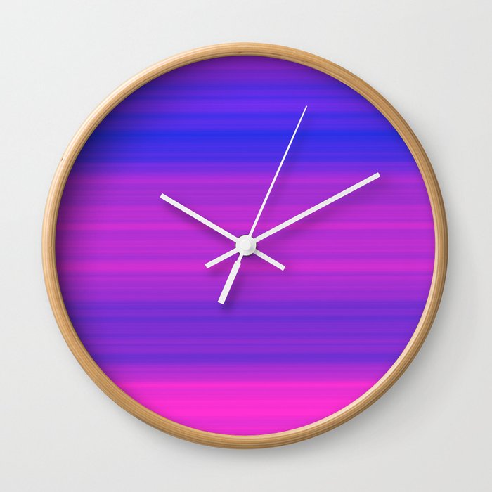 Pink & Blue Gradient Stripes Wall Clock
