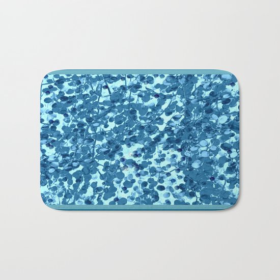 Flower | Flowers | Blue Small Leaf Vine Design Bath Mat
