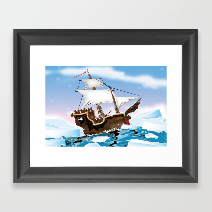 Ice Breaker Sail Ship Framed Art Print