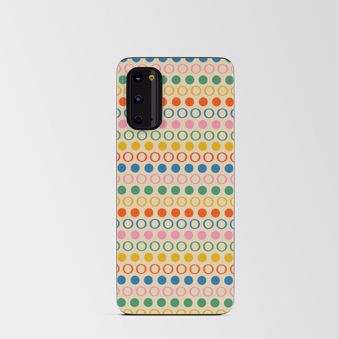 Polka Dot Stripes and Rings Pattern in Retro Rainbow Colors Android Card Case