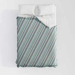 [ Thumbnail: Grey and Powder Blue Colored Lines/Stripes Pattern Duvet Cover ]