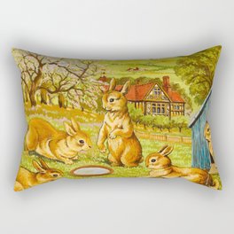 Springtime Rabbits by Louis Wain Rectangular Pillow