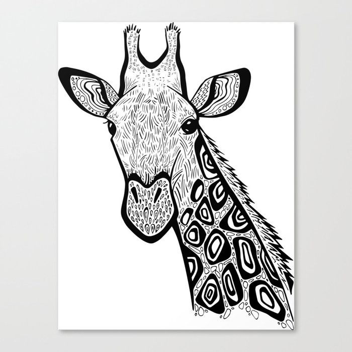 Curious Giraffe Zentangle Abstract Doodle Canvas Print By