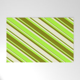 [ Thumbnail: Beige, Light Green & Green Colored Striped/Lined Pattern Welcome Mat ]
