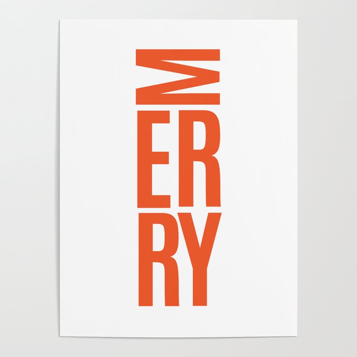 Red Sideways Merry Poster