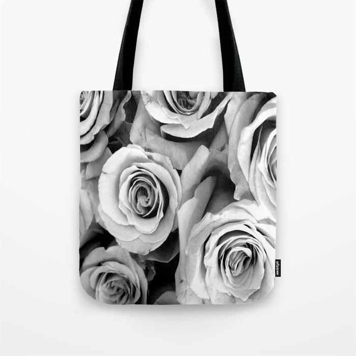 Black and White Roses Tote Bag