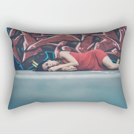 woman in red Rectangular Pillow