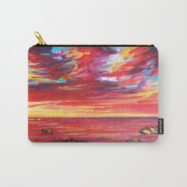 Enchanting Red Seas Impressionist Painting Carry-All Pouch | Crimsonsea, Sunsetpainting, Vibrantlandscape, Uniquedesign, Rainbowclouds, Acrylic, Oceanart, Painting, Sunsetsea, Purplered 