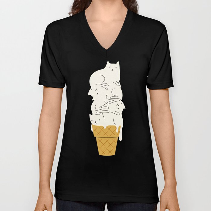 Cats Ice Cream V Neck T Shirt