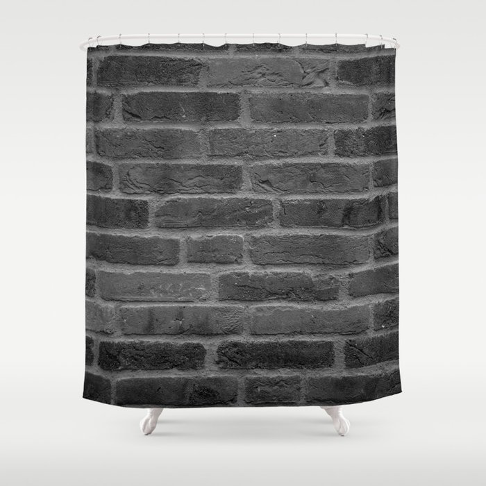 Black And White Brick Shower Curtain
